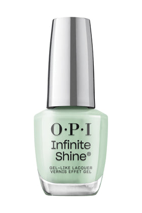 OPI Infinite Shine In Mint Condition bottle close-up showing mint crème and gloss.