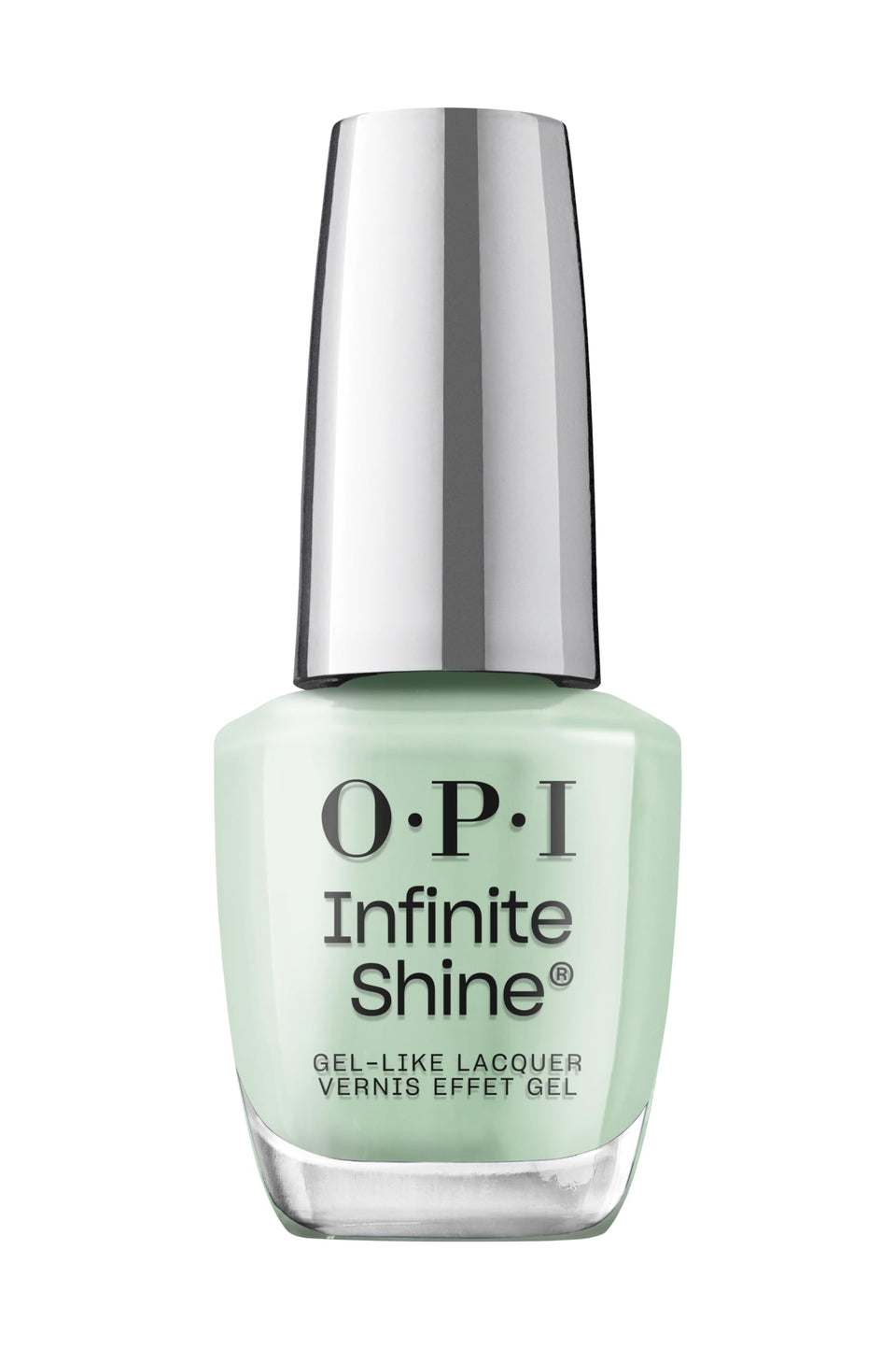 OPI Infinite Shine In Mint Condition bottle close-up showing mint crème and gloss.
