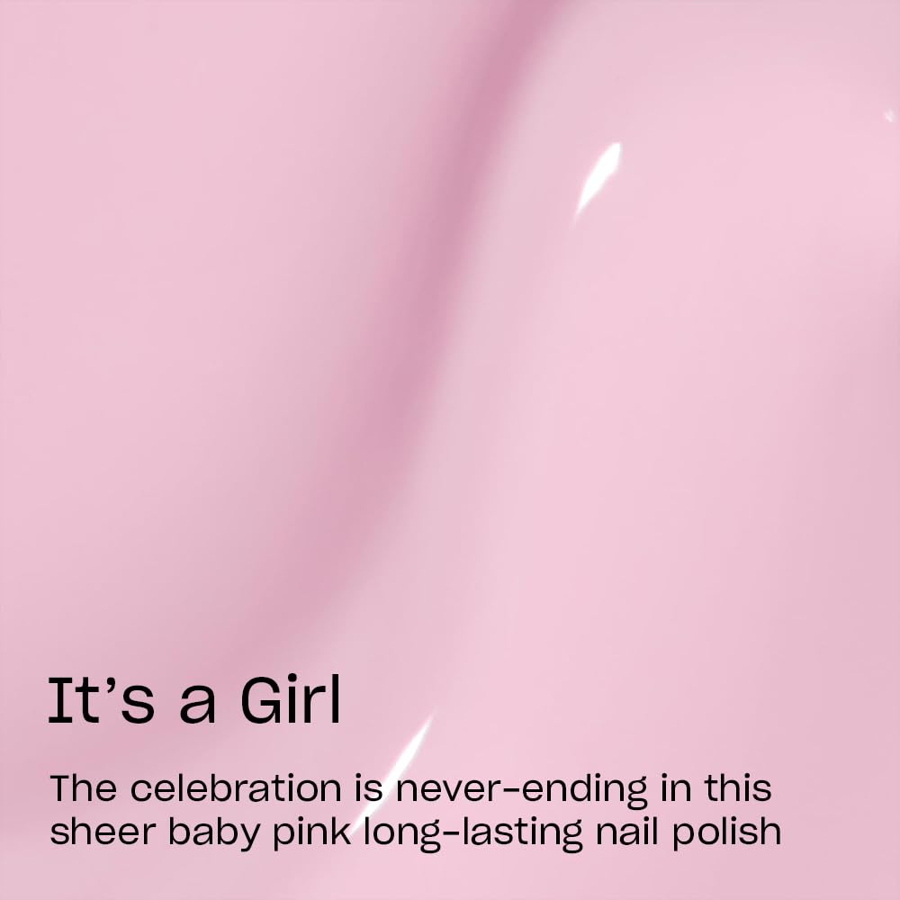 OPI Infinite Shine It’s a Girl nail with a glossy, long-wearing finish.