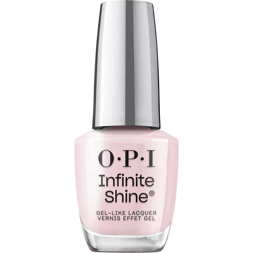 OPI Infinite Shine Lavender Bath bottle displaying a calming lavender finish for long wear.