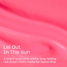 OPI Infinite Shine Lei Out in the Sun swatch shows bright tropical glow and gel-like finish.