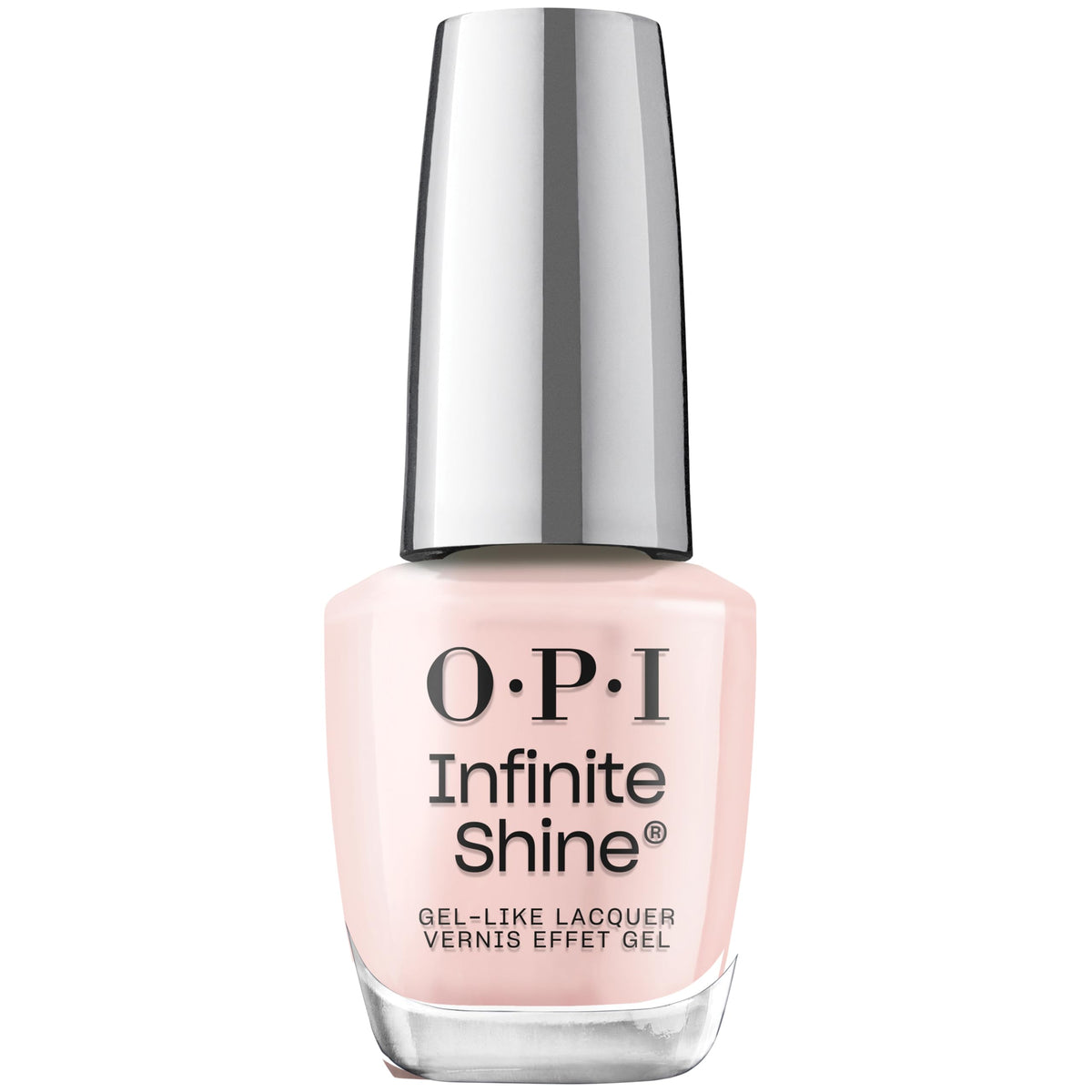 OPI Infinite Shine Passion bottle shows a sheer pink color with long-lasting gel-like shine.