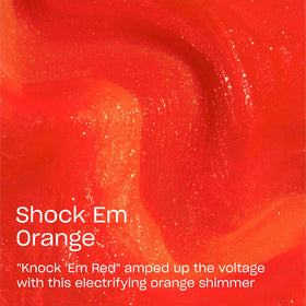 OPI Infinite Shine Shock Em Orange cap and bottle showing glossy, gel-like shine