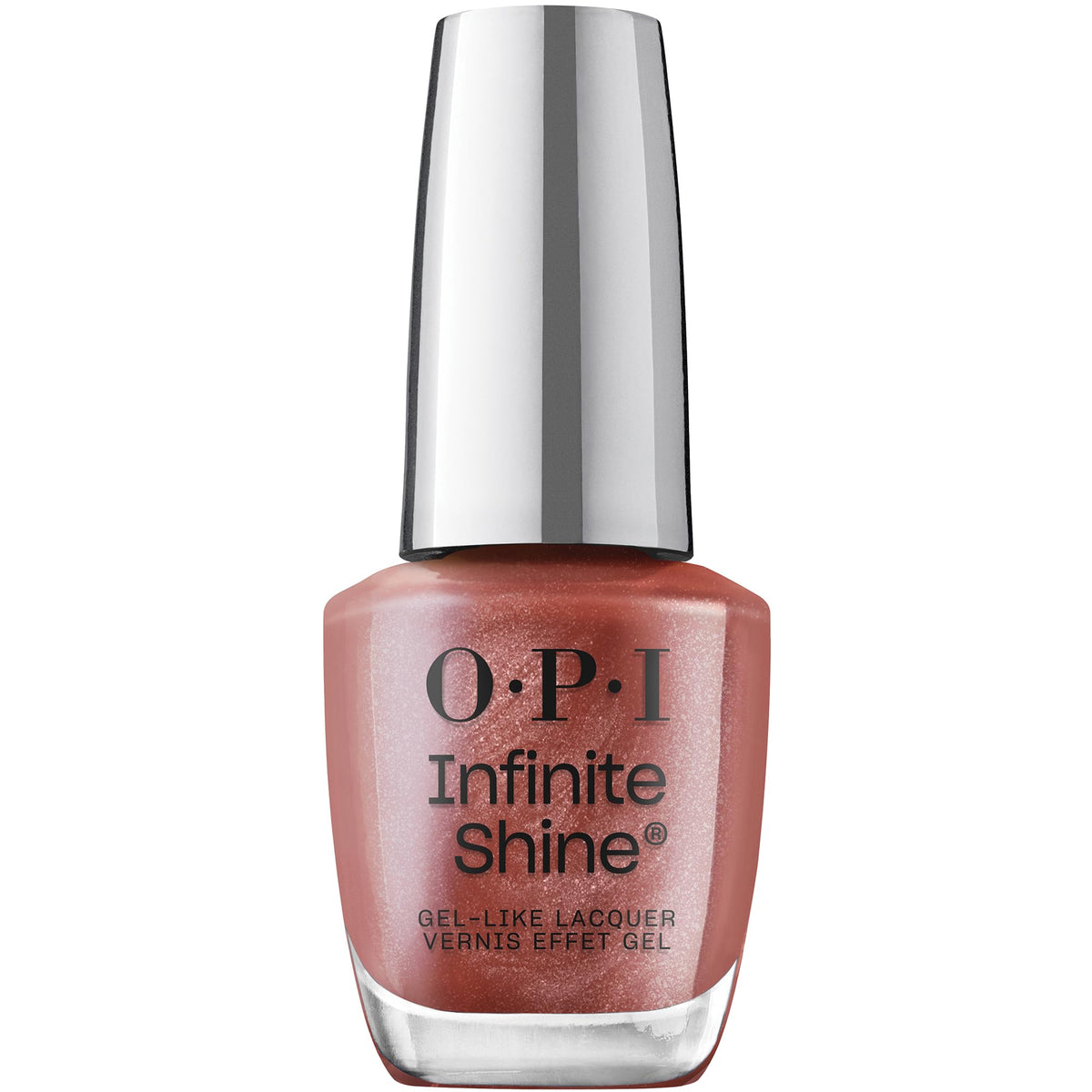 OPI Infinite Shine Stellar Tips bottle front showing copper metallic color and shine