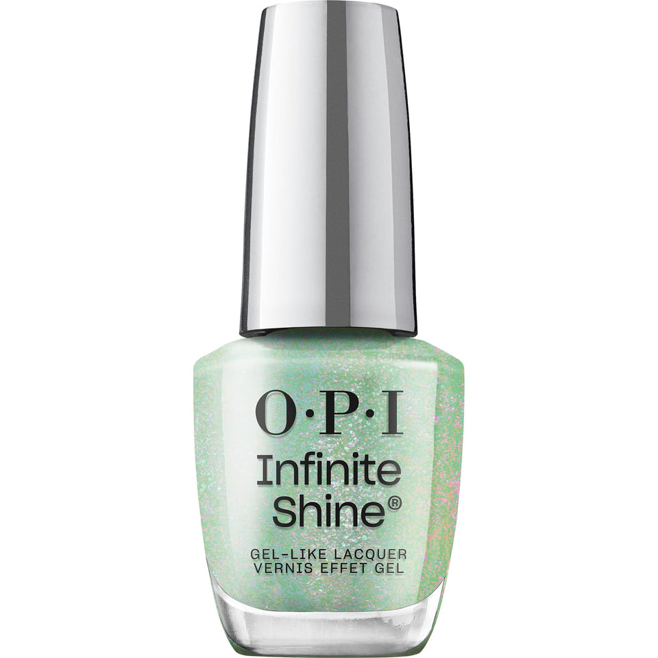 OPI Infinite Shine Teals Familiar bottle with glossy, long-lasting finish.