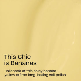 Nail brush applies color for even coverage in the banana shade