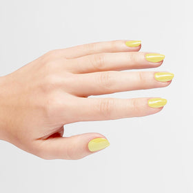 Top coat seals banana yellow shade with a high gloss finish