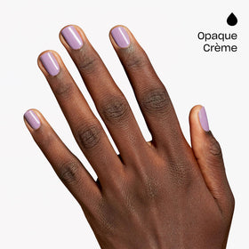 OPI Infinite Shine What's Not to Lilac application demonstrates solid color in two coats