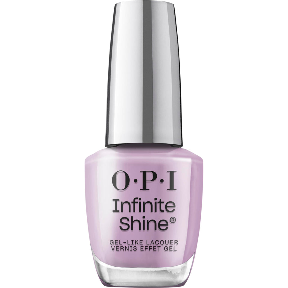 OPI Infinity Shine What's Not to Lilac bottle shows durable color and high shine