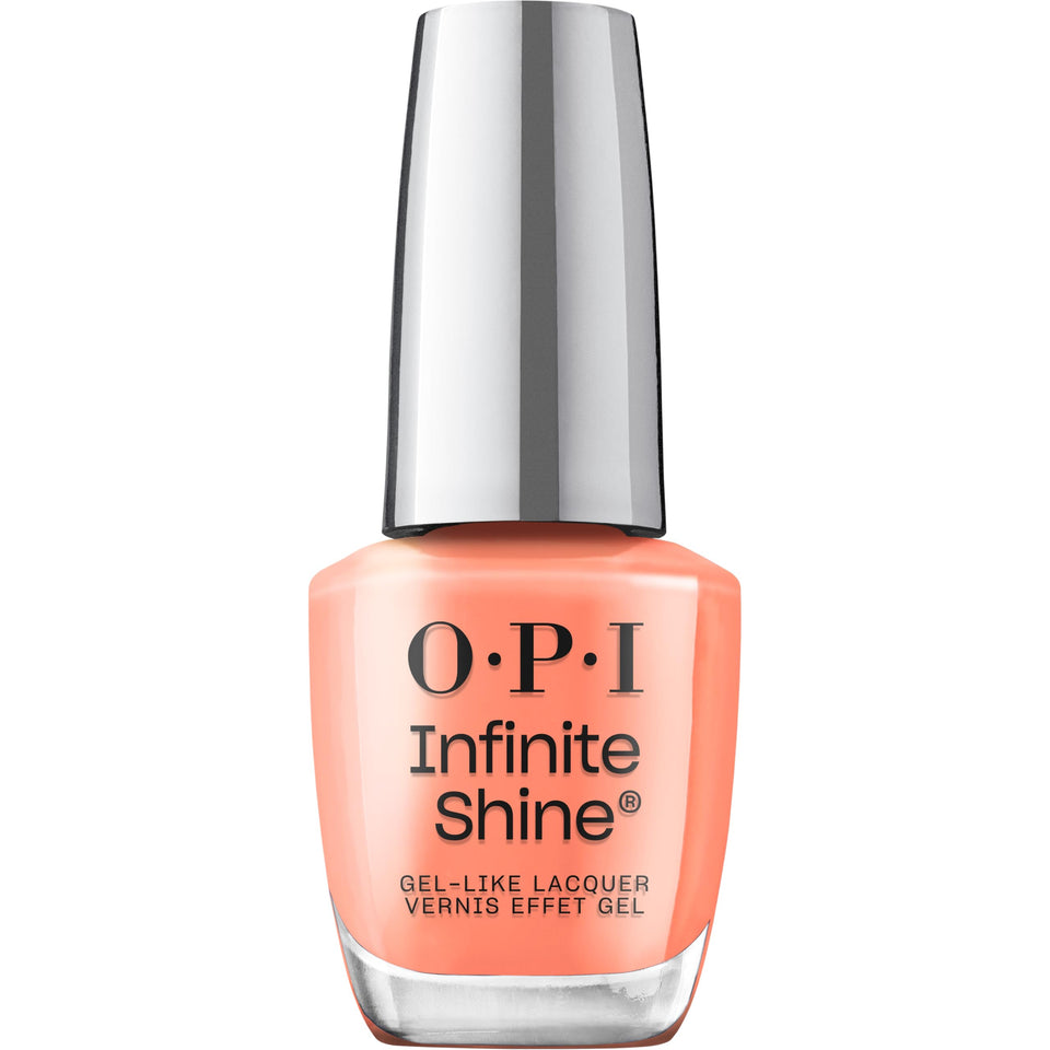 OPI You're One in a Melon bottle close-up shows vivid orange crème with long-lasting shine.