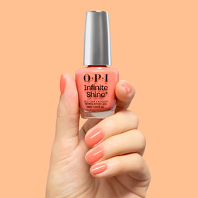 OPI You're One in a Melon swatch highlights gel-like gloss without needing a lamp.
