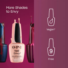 OPI Nail Envy navy crème swatches on nails highlight a bold protective finish.