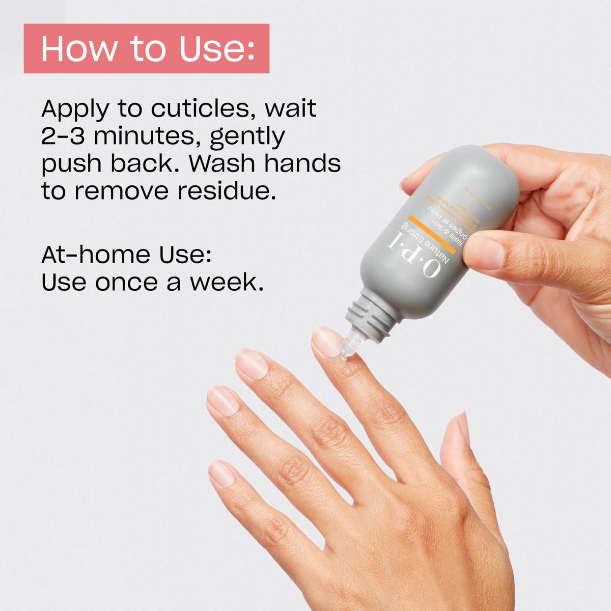 OPI Nature Strong hand and nail care nourishes skin around nails for a smoother finish.