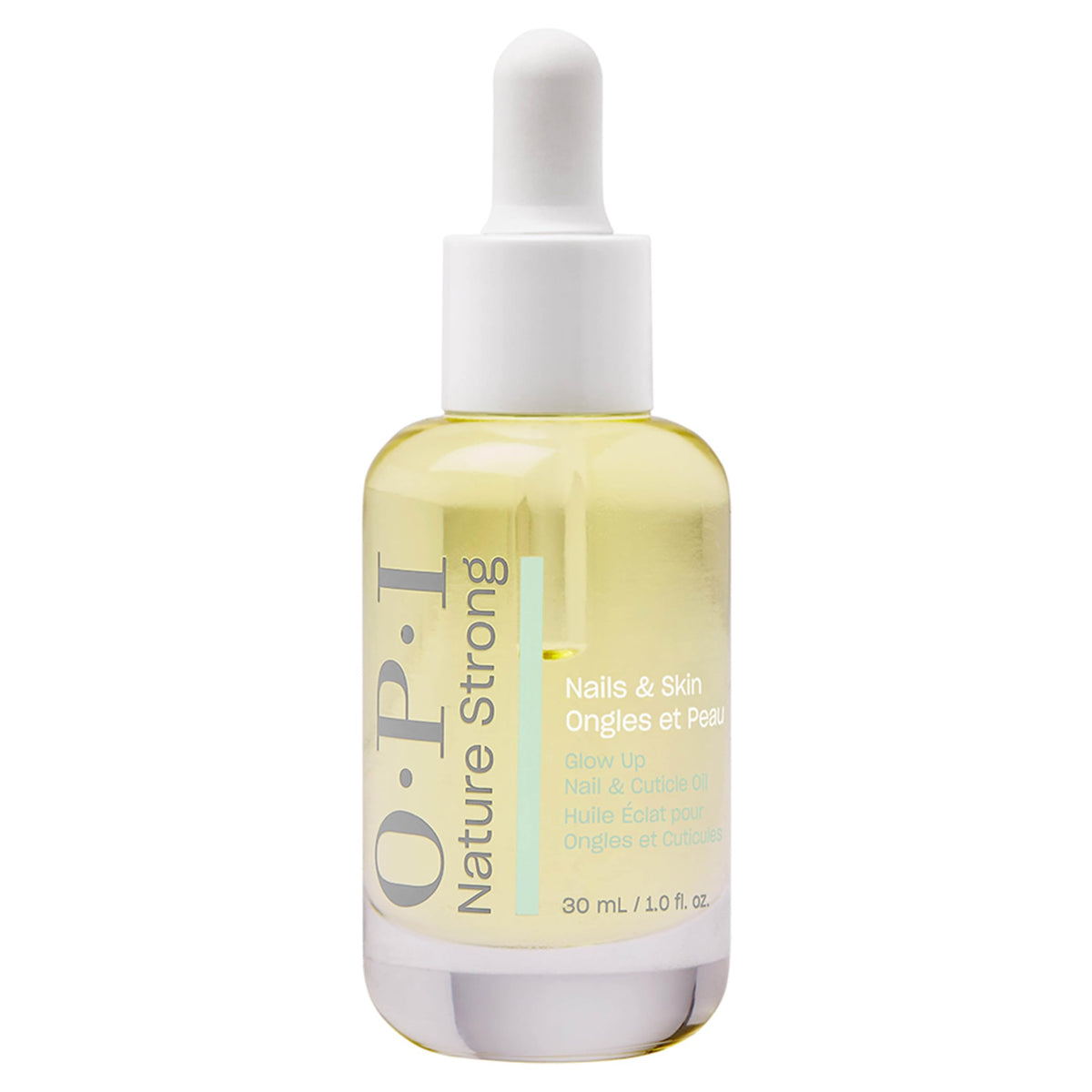 OPI Nature Strong Glow Up bottle with dropper for precise cuticle moisturization.