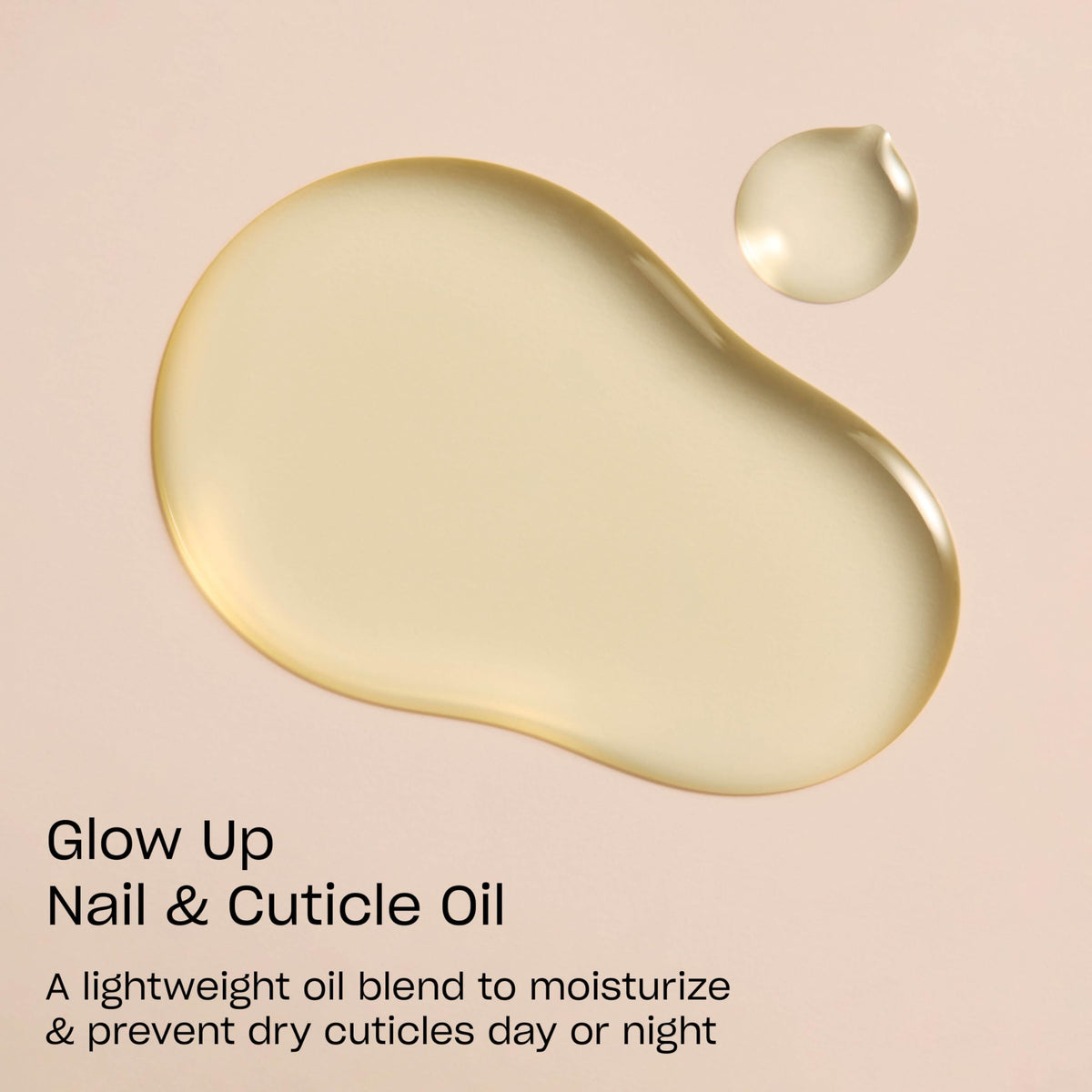Closeup of the dropper releasing lightweight oil for nails and cuticles.