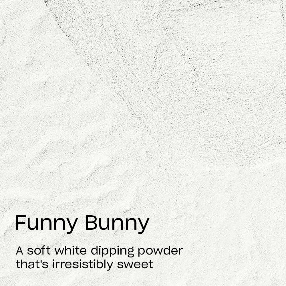 OPI Powder Perfection Funny Bunny packaging box emphasizing compact USA-made design