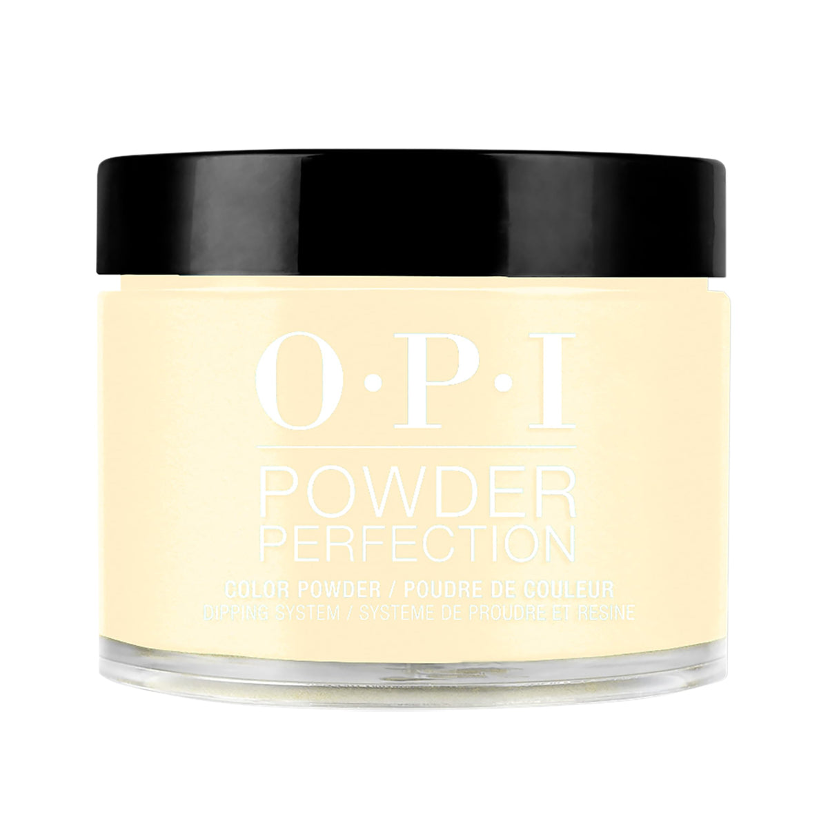 OPI Powder Perfection Sunny Bunny bottle with butter-yellow crème for vibrant nails.