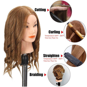 Opini mannequin head length from forehead to back hair end is 22–24 inches for versatile styling drills.