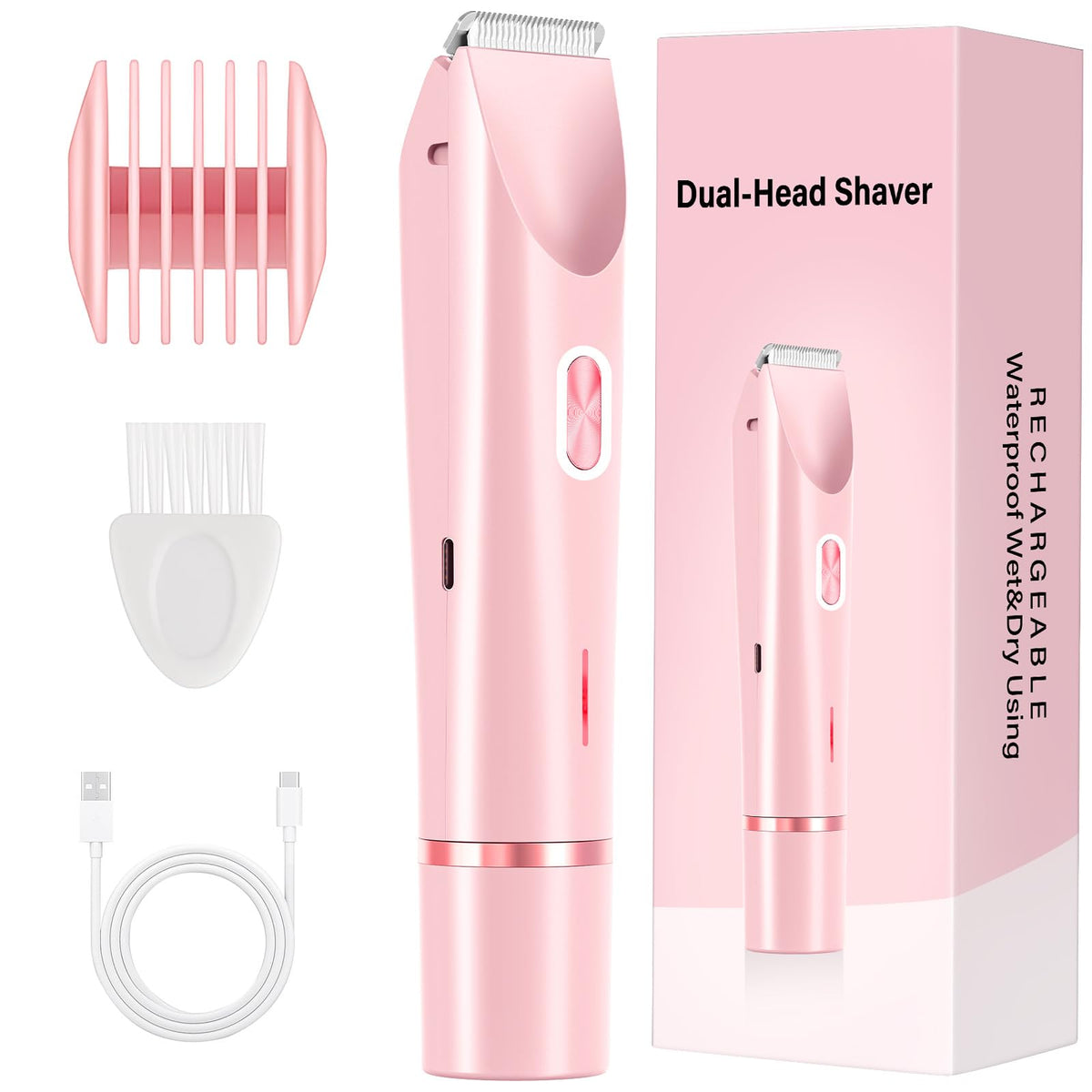 Oplope 2-in-1 razor and bikini trimmer showing dual heads for precise grooming