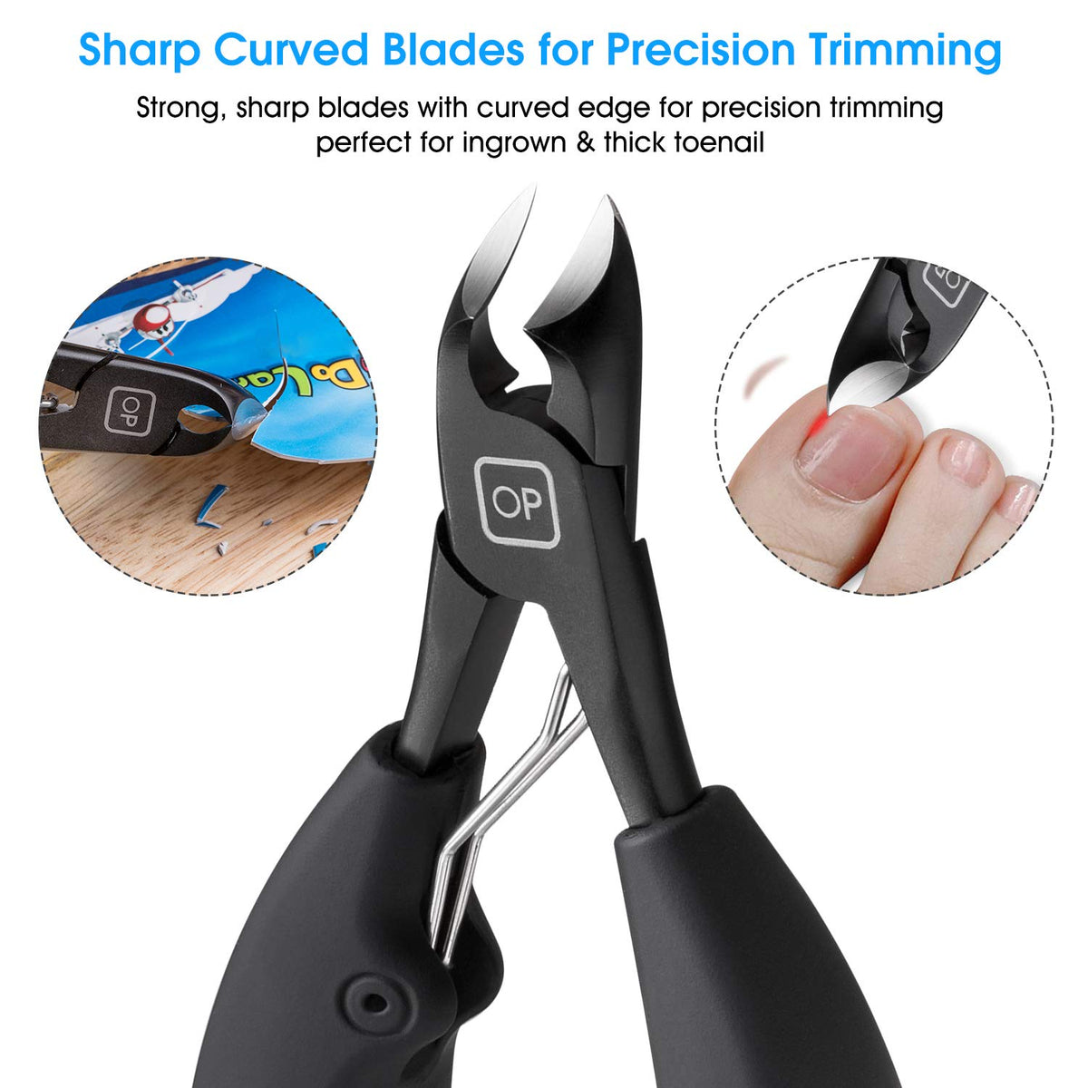 Close-up of Opove X5 heavy-duty nail clipper showing a sharp edge.