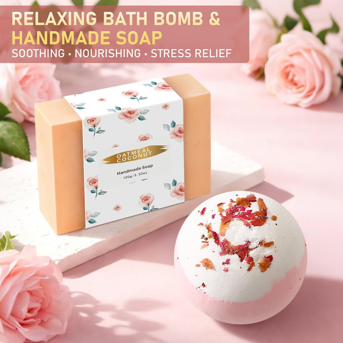 Oprever rose bath bomb for a soothing bath experience