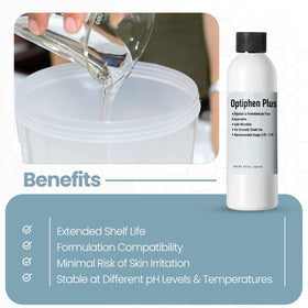 Optiphen Plus cream-emulsion pairing provides a smooth skin feel.