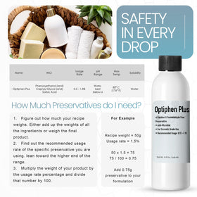 Optiphen Plus glass bottle closeup highlighting preservation stability.