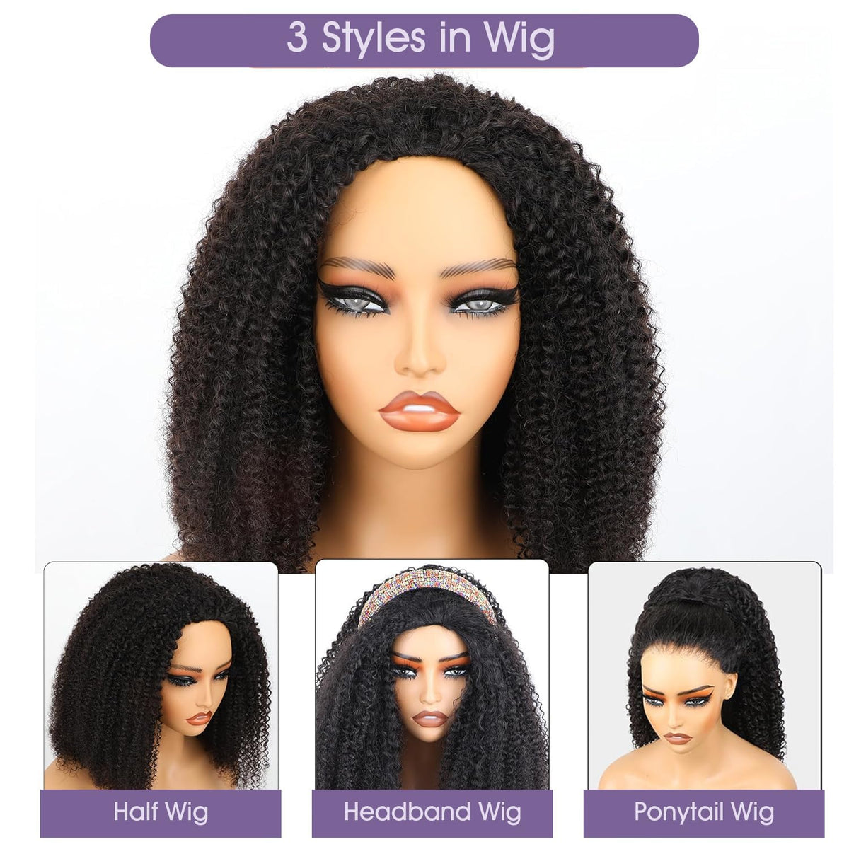 Afro curly texture blending with short hair using OQ Half Wig