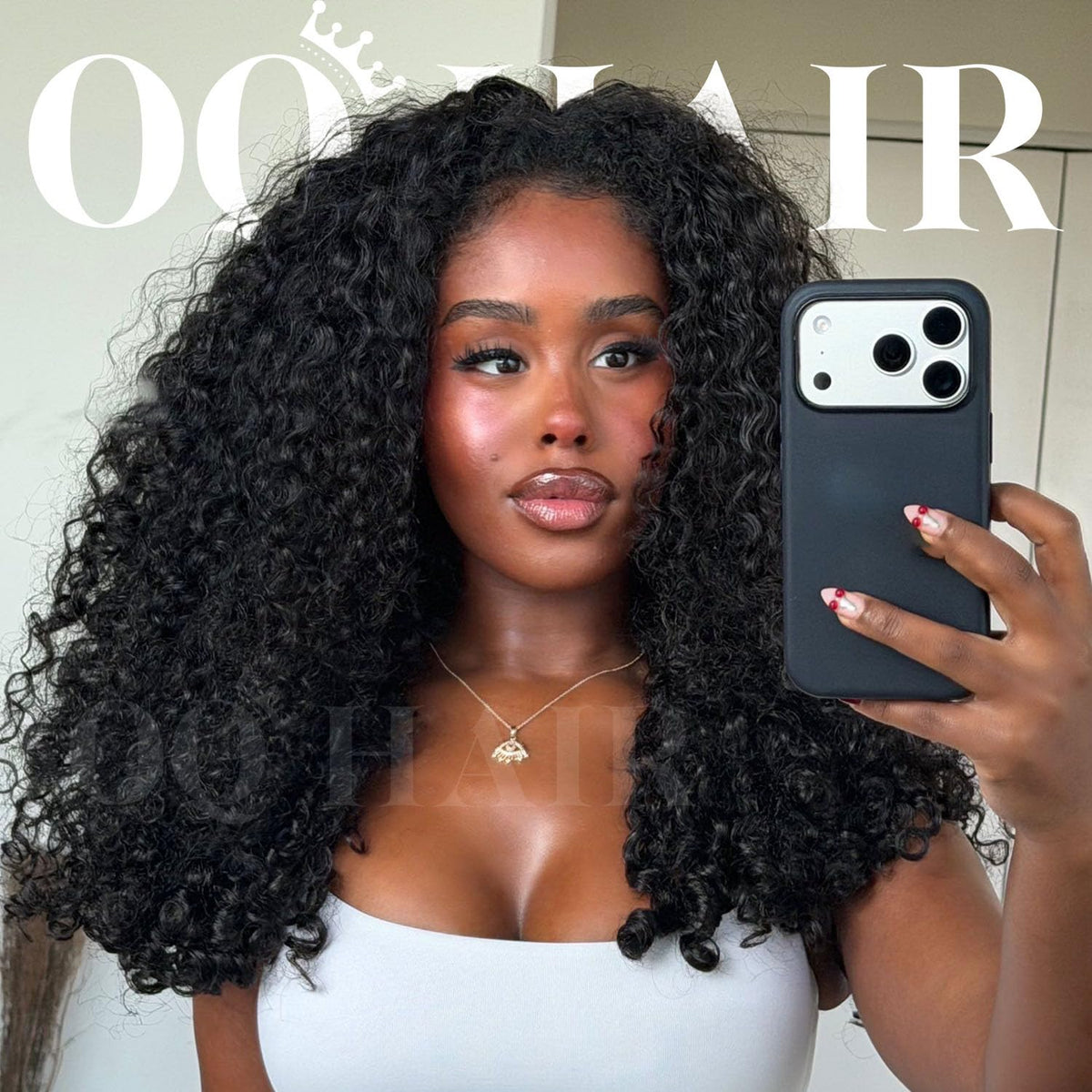 OQ Hair Burmese Curly Half Wig 24in back view shows volume and shape