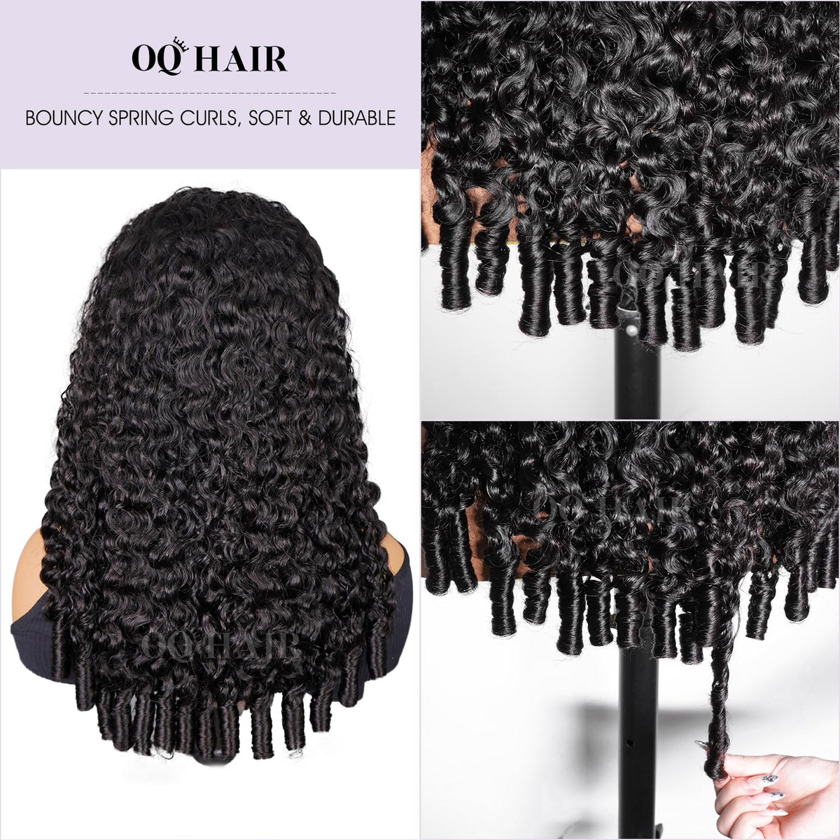 OQ Hair Burmese Curly Half Wig close-up hairline natural edge