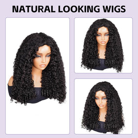 OQ Hair Burmese Curly Half Wig side view shows comfortable fit and volume