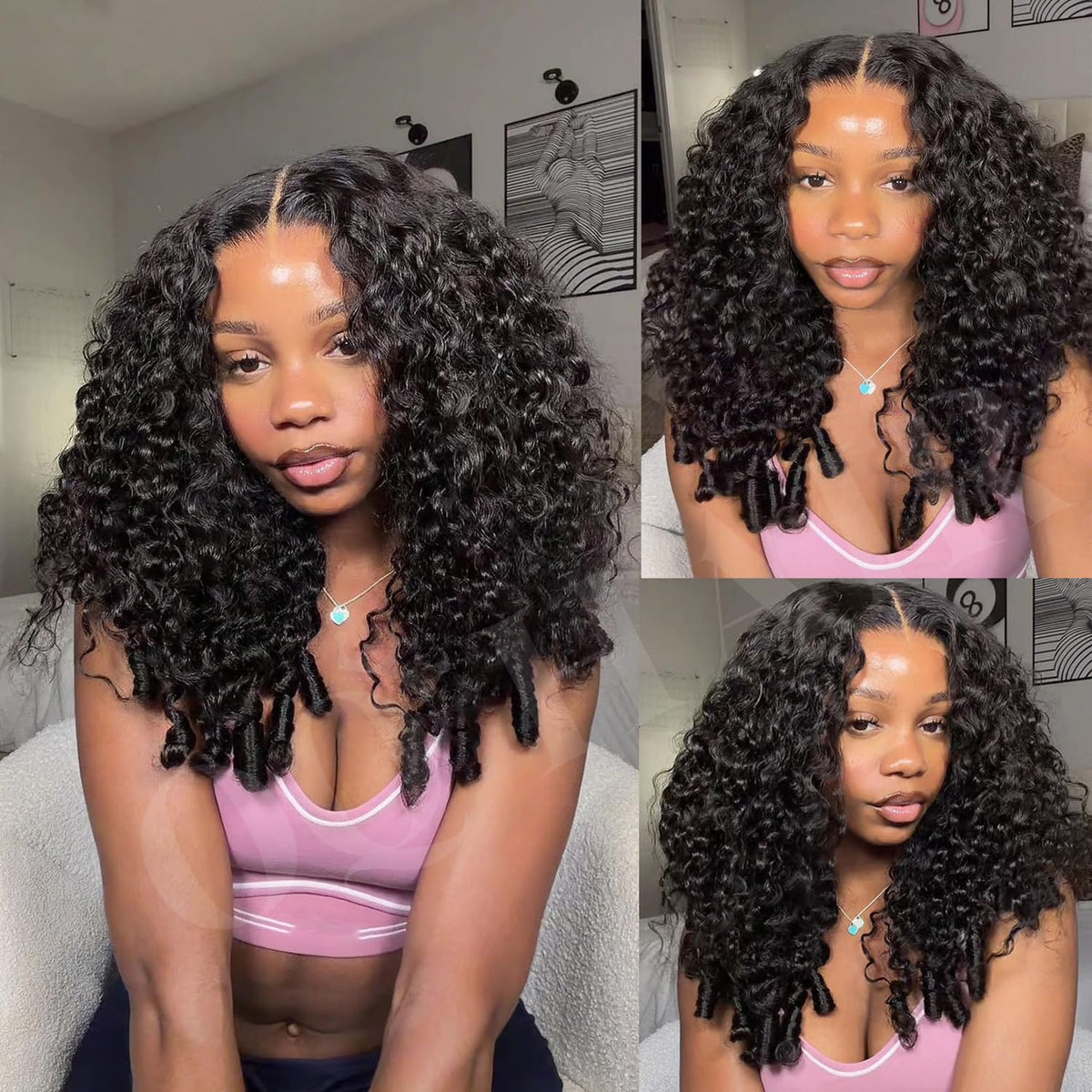 OQ Hair Burmese curly lace front wig close-up cap detail for secure wear