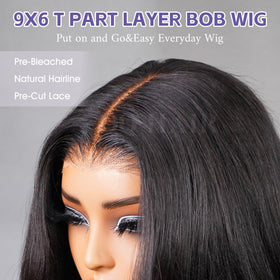 OQ HAIR Layer Cut Bob Wig with face-framing bangs for a soft silhouette