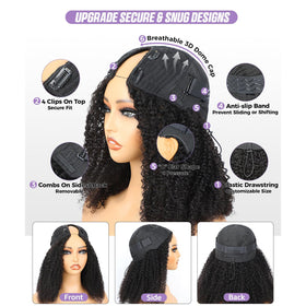 OQ Hair V Part Wig 18 inch natural color for daily wear.