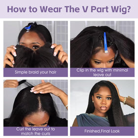 OQ Hair V Part Wig featuring adjustable drawstring for secure fit.
