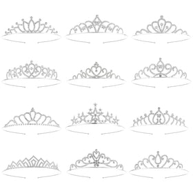 Oqqlin 12-pcs tiaras set offering versatile styles for weddings and parties.