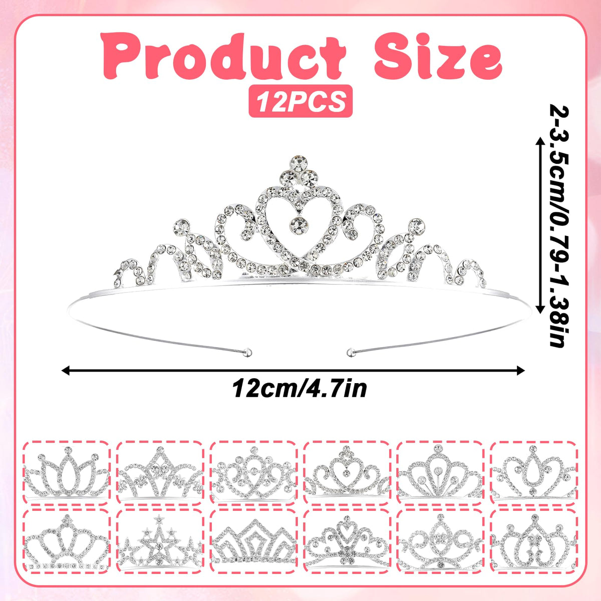 Oqqlin silver rhinestone princess crowns add sparkling elegance to weddings.