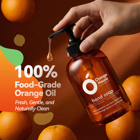 Orange House soap lather from the pump provides moisturizing wash after chores.