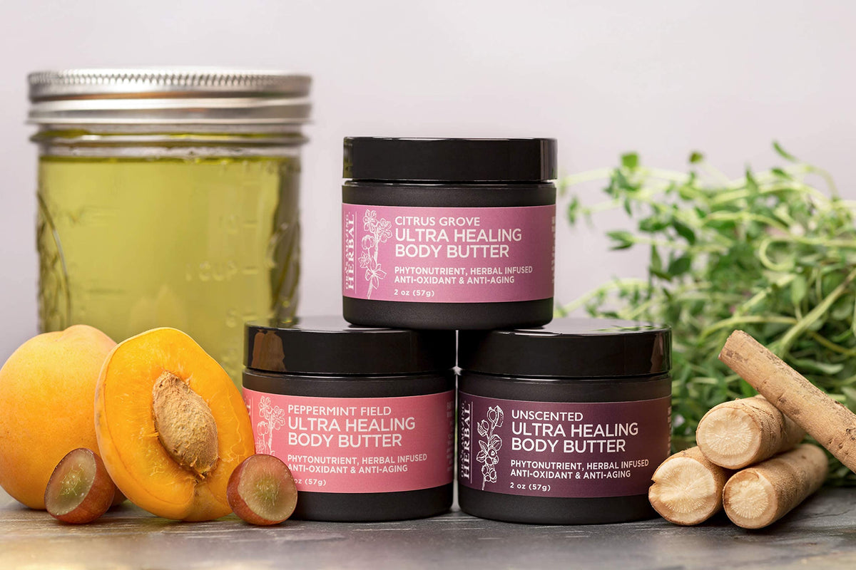 Ora's Amazing Herbal Ultra Healing Body Butter in a recyclable jar supports sustainability.