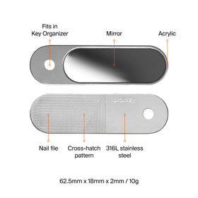 Orbitkey nail file and mirror ready for quick personal care anywhere