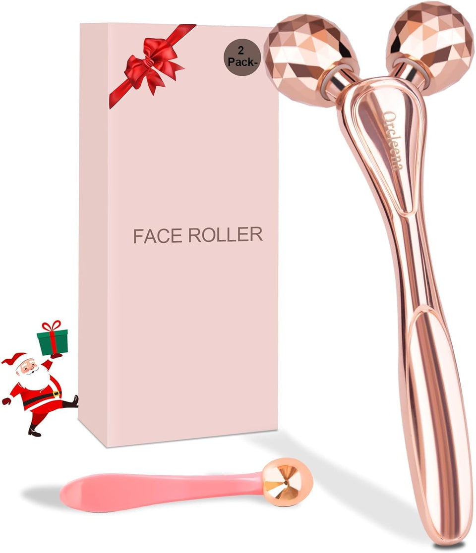 ORCLEENA 3D Face Roller in rose gold close-up for relaxing facial massage and circulation
