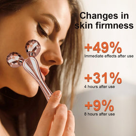 ORCLEENA 3D Face Roller rose gold on cheek showing contouring use