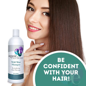 Organic Excellence Rosemary Mint Shampoo Aloe infusion emphasized for hydration.