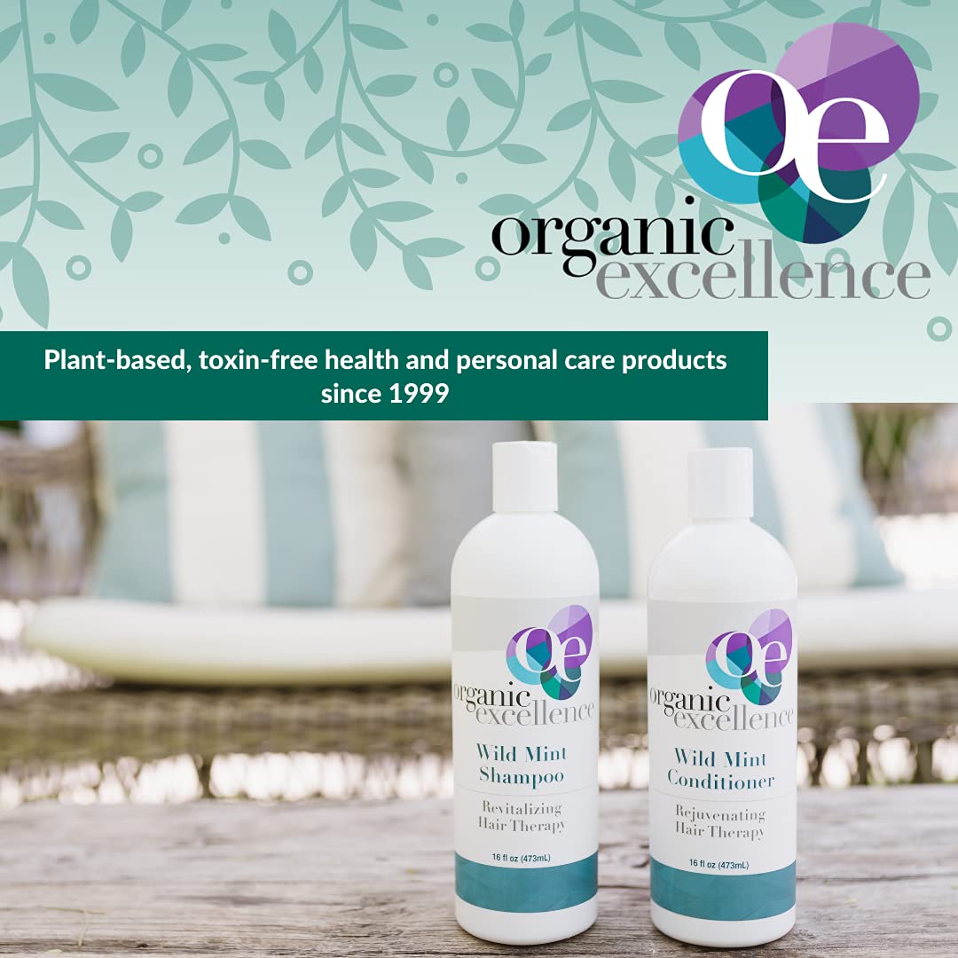Organic Excellence Rosemary Mint Shampoo bottle with family-friendly design.