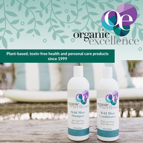 Organic Excellence Rosemary Mint Shampoo bottle with family-friendly design.