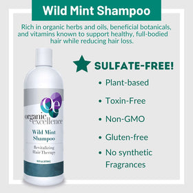 Organic Excellence Rosemary Mint Shampoo massaged into hair for scalp refreshment.
