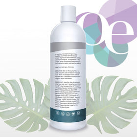 Organic Excellence Rosemary Mint Shampoo lather shown, promising refreshing cleanse.