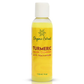 Organic Extract Turmeric Face Wash bottle shown for daily cleansing and brightening routine.