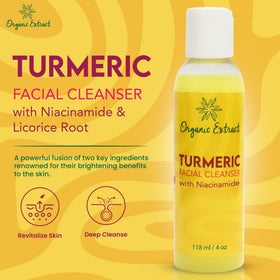 Organic Extract Turmeric Face Wash turmeric closeup highlights natural ingredients for a radiant complexion.
