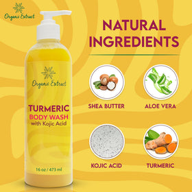 Organic Extract Turmeric Kojic Body Wash foaming lather delivers spa-like cleansing.